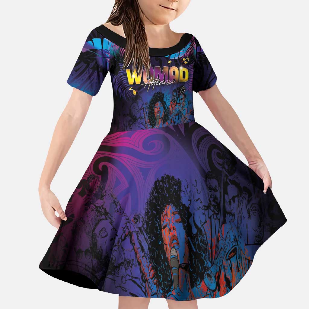 Aotearoa Arts Festival 2025 Family Matching Tank Maxi Dress and Hawaiian Shirt Maori Music Art Dance - Rhythmic Vibes LT03 Daughter's Dress Black - Polynesian Pride