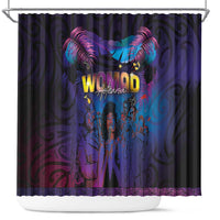 Aotearoa Arts Festival 2025 Shower Curtain Maori Music Art Dance - Rhythmic Vibes LT03 Black - Polynesian Pride