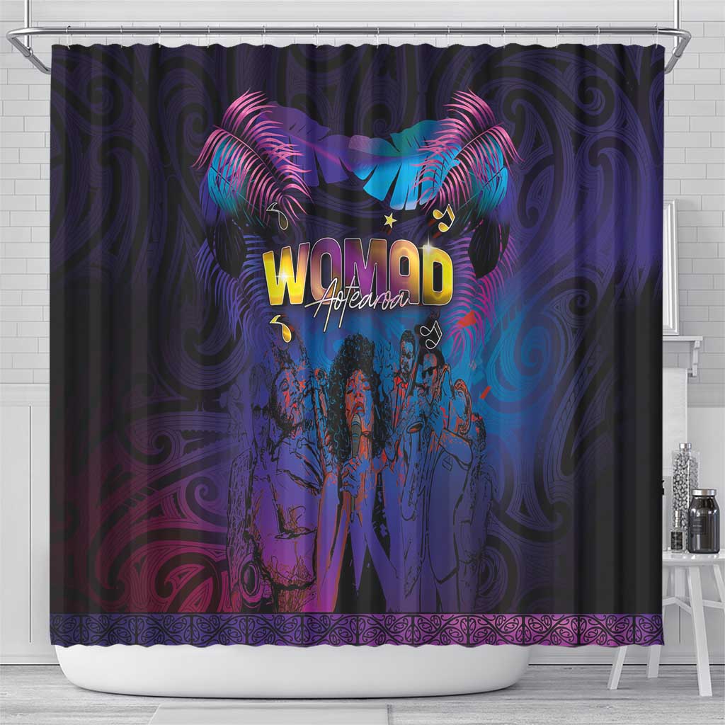 Aotearoa Arts Festival 2025 Shower Curtain Maori Music Art Dance - Rhythmic Vibes LT03 - Polynesian Pride