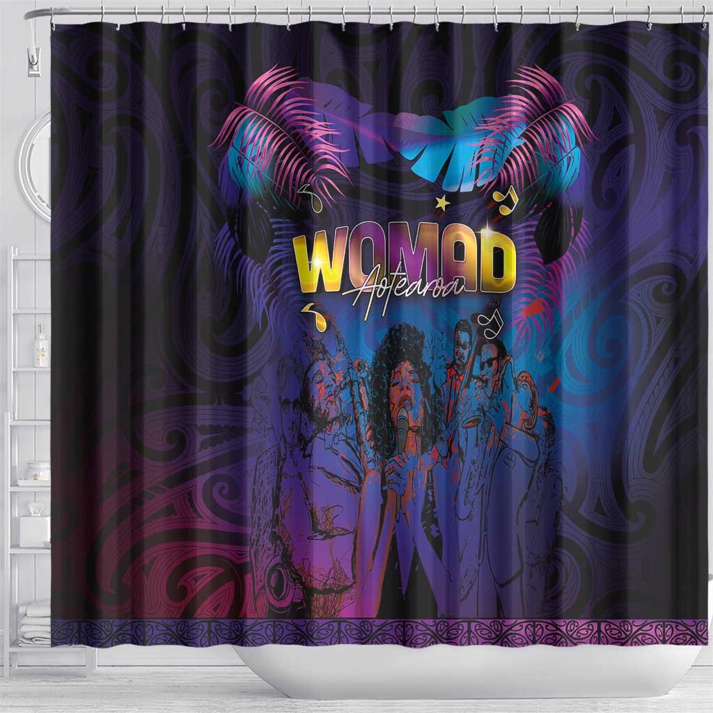 Aotearoa Arts Festival 2025 Shower Curtain Maori Music Art Dance - Rhythmic Vibes LT03 - Polynesian Pride