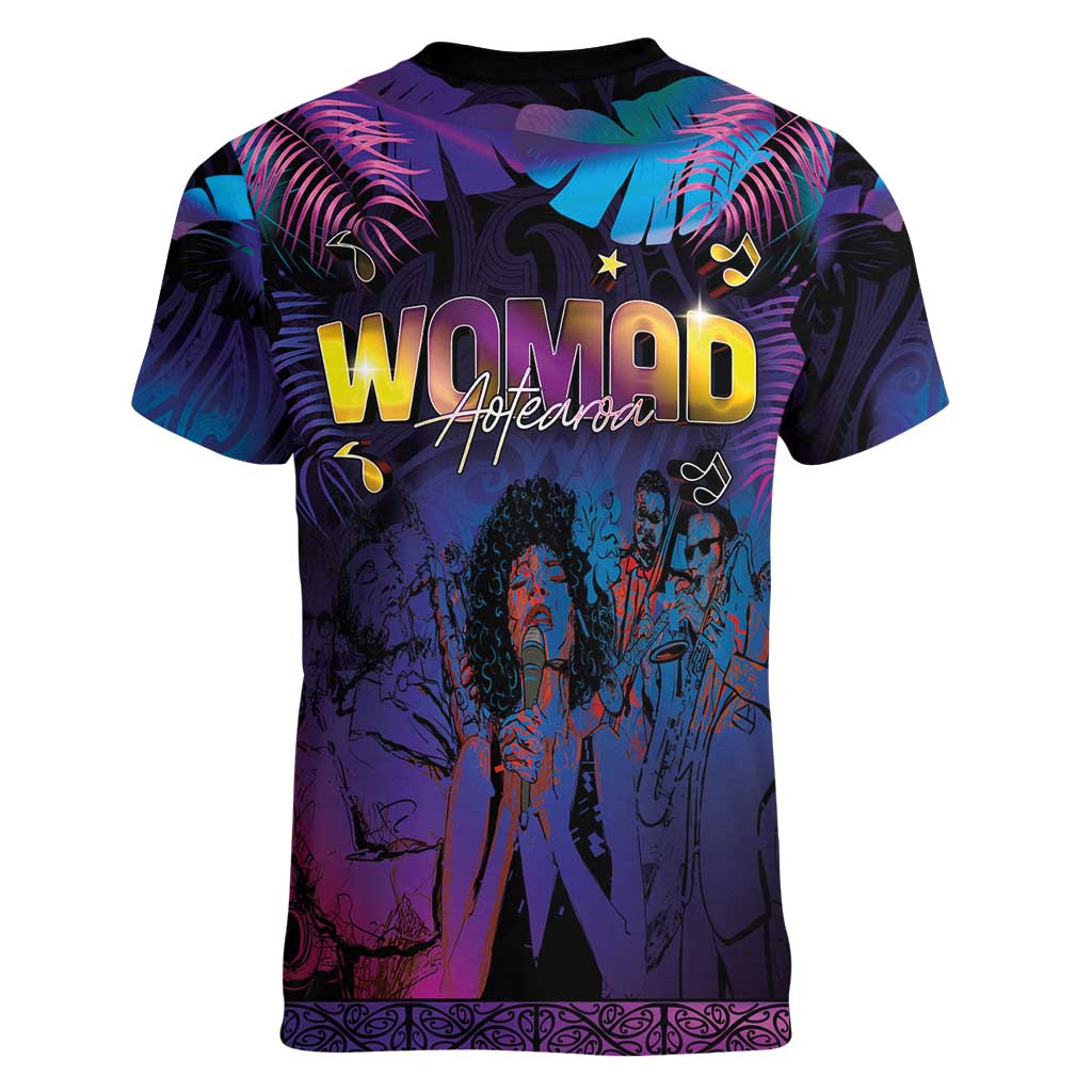 Aotearoa Arts Festival 2025 Women V-Neck T-Shirt Maori Music Art Dance - Rhythmic Vibes