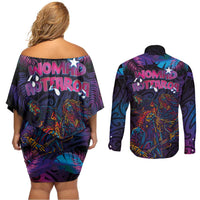 Aotearoa Arts Festival 2025 Couples Matching Off Shoulder Short Dress and Long Sleeve Button Shirt Maori Performing Art and Music - Rhythmic Vibes LT03 - Polynesian Pride