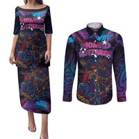 Aotearoa Arts Festival 2025 Couples Matching Puletasi and Long Sleeve Button Shirt Maori Performing Art and Music - Rhythmic Vibes LT03 Black - Polynesian Pride