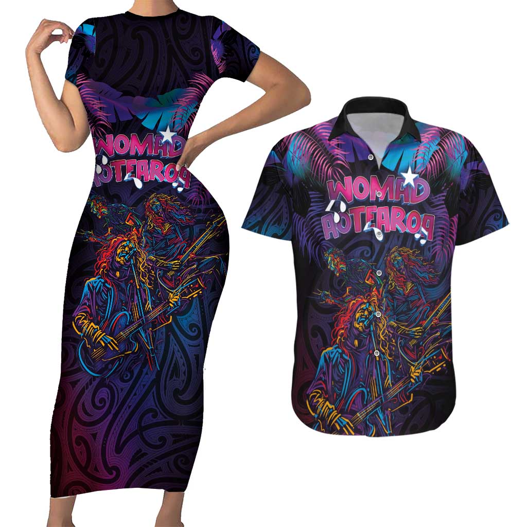 Aotearoa Arts Festival 2025 Couples Matching Short Sleeve Bodycon Dress and Hawaiian Shirt Maori Performing Art and Music - Rhythmic Vibes