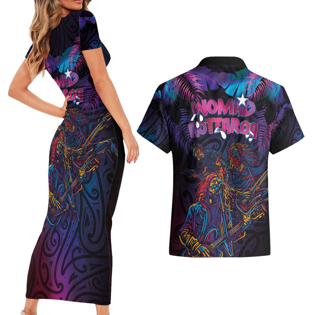Aotearoa Arts Festival 2025 Couples Matching Short Sleeve Bodycon Dress and Hawaiian Shirt Maori Performing Art and Music - Rhythmic Vibes LT03 - Polynesian Pride