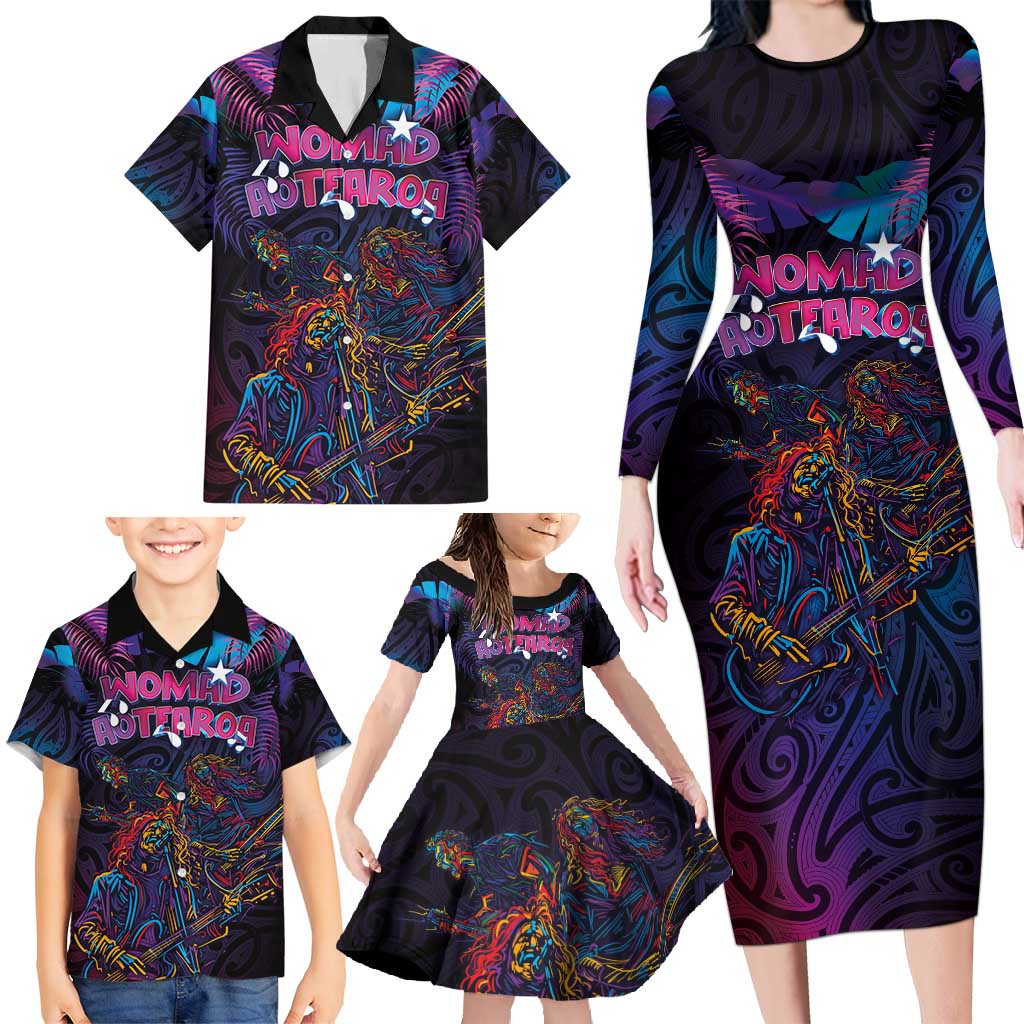 Aotearoa Arts Festival 2025 Family Matching Long Sleeve Bodycon Dress and Hawaiian Shirt Maori Performing Art and Music - Rhythmic Vibes LT03 - Polynesian Pride