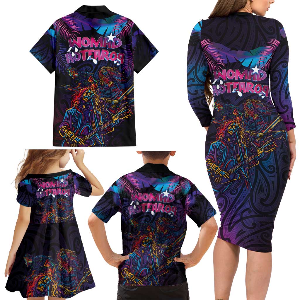 Aotearoa Arts Festival 2025 Family Matching Long Sleeve Bodycon Dress and Hawaiian Shirt Maori Performing Art and Music - Rhythmic Vibes LT03 - Polynesian Pride