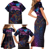 Aotearoa Arts Festival 2025 Family Matching Short Sleeve Bodycon Dress and Hawaiian Shirt Maori Performing Art and Music - Rhythmic Vibes LT03 - Polynesian Pride