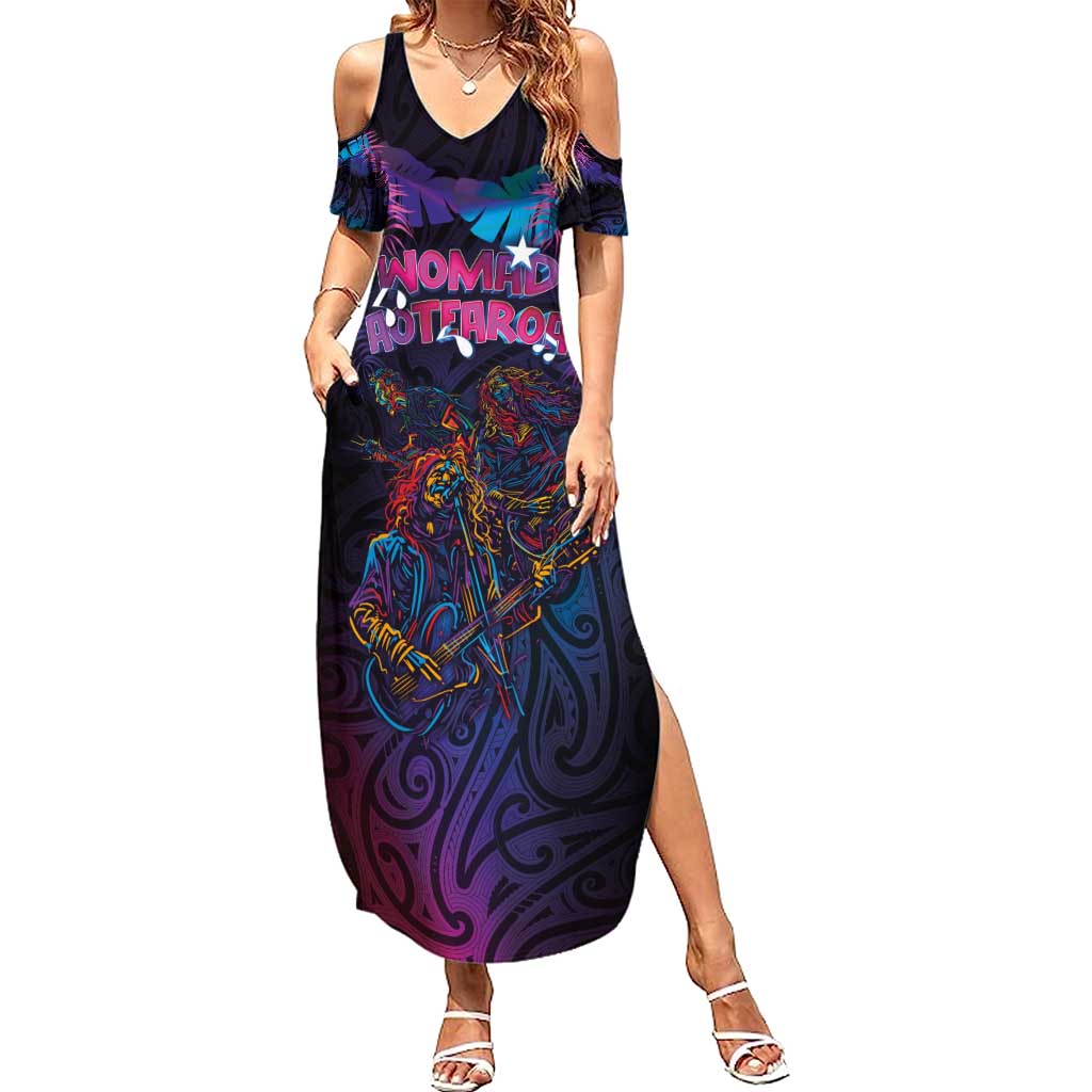 Aotearoa Arts Festival 2025 Family Matching Summer Maxi Dress and Hawaiian Shirt Maori Performing Art and Music - Rhythmic Vibes LT03 Mom's Dress Black - Polynesian Pride