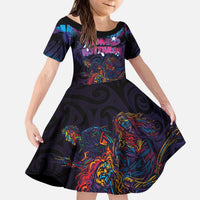 Aotearoa Arts Festival 2025 Kid Short Sleeve Dress Maori Performing Art and Music - Rhythmic Vibes LT03 KID Black - Polynesian Pride