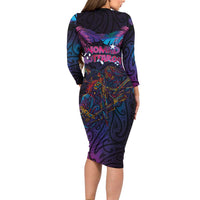 Aotearoa Arts Festival 2025 Long Sleeve Bodycon Dress Maori Performing Art and Music - Rhythmic Vibes LT03 - Polynesian Pride
