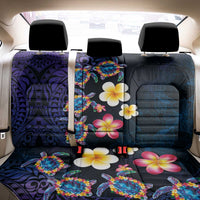 Hawaiian Turtles and Plumeria Back Car Seat Cover Polynesian Art Tribal Tattoo Dark Aqua Color LT03 - Polynesian Pride