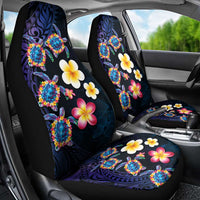 Hawaiian Turtles and Plumeria Car Seat Cover Polynesian Art Tribal Tattoo Dark Aqua Color LT03 - Polynesian Pride