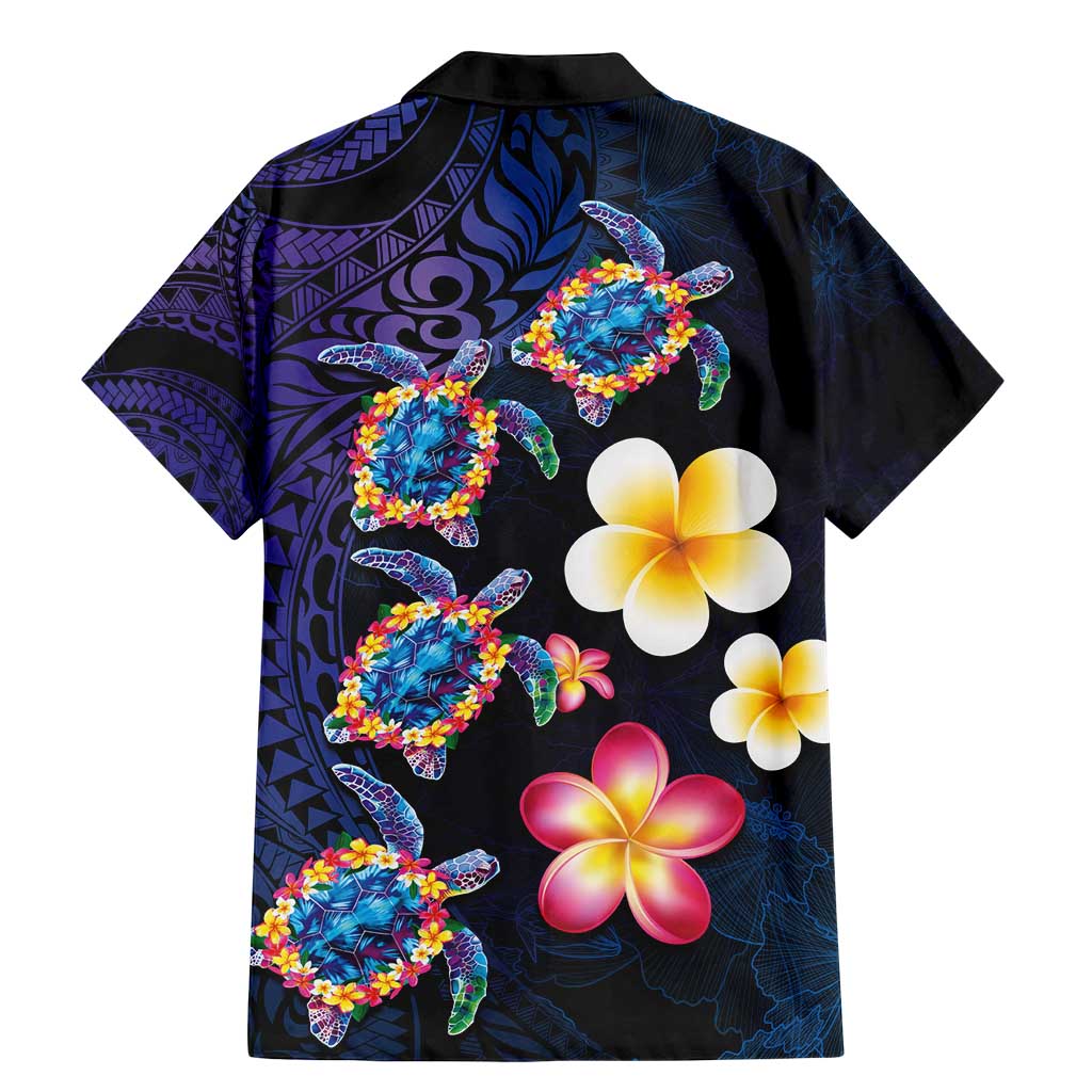 Hawaiian Turtles and Plumeria Family Matching Mermaid Dress and Hawaiian Shirt Polynesian Art Tribal Tattoo Dark Aqua Color LT03 - Polynesian Pride
