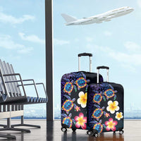 Hawaiian Turtles and Plumeria Luggage Cover Polynesian Art Tribal Tattoo Dark Aqua Color LT03 - Polynesian Pride