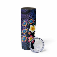 Hawaiian Turtles and Plumeria Skinny Tumbler Polynesian Art Tribal Tattoo Dark Aqua Color LT03 - Polynesian Pride