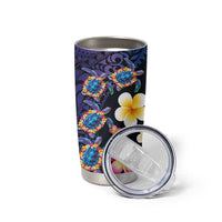 Hawaiian Turtles and Plumeria Tumbler Cup Polynesian Art Tribal Tattoo Dark Aqua Color LT03 - Polynesian Pride
