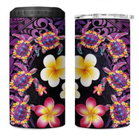 Hawaiian Turtles and Plumeria 4 in 1 Can Cooler Tumbler Polynesian Art Tribal Tattoo Deep Violet Color LT03 One Size: 16 oz Purple - Polynesian Pride