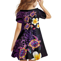Hawaiian Turtles and Plumeria Family Matching Puletasi and Hawaiian Shirt Polynesian Art Tribal Tattoo Deep Violet Color LT03 - Polynesian Pride