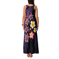 Hawaiian Turtles and Plumeria Family Matching Tank Maxi Dress and Hawaiian Shirt Polynesian Art Tribal Tattoo Deep Violet Color LT03 - Polynesian Pride