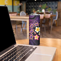 Hawaiian Turtles and Plumeria Skinny Tumbler Polynesian Art Tribal Tattoo Deep Violet Color LT03 - Polynesian Pride