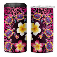 Hawaiian Turtles and Plumeria 4 in 1 Can Cooler Tumbler Polynesian Art Tribal Tattoo Cerise LT03 One Size: 16 oz Pink - Polynesian Pride