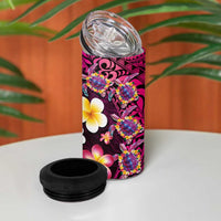 Hawaiian Turtles and Plumeria 4 in 1 Can Cooler Tumbler Polynesian Art Tribal Tattoo Cerise LT03 - Polynesian Pride