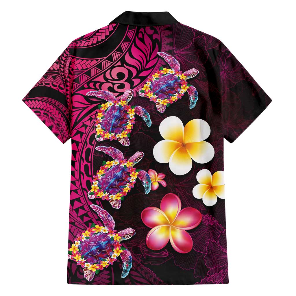 Hawaiian Turtles and Plumeria Family Matching Summer Maxi Dress and Hawaiian Shirt Polynesian Art Tribal Tattoo Cerise LT03 - Polynesian Pride