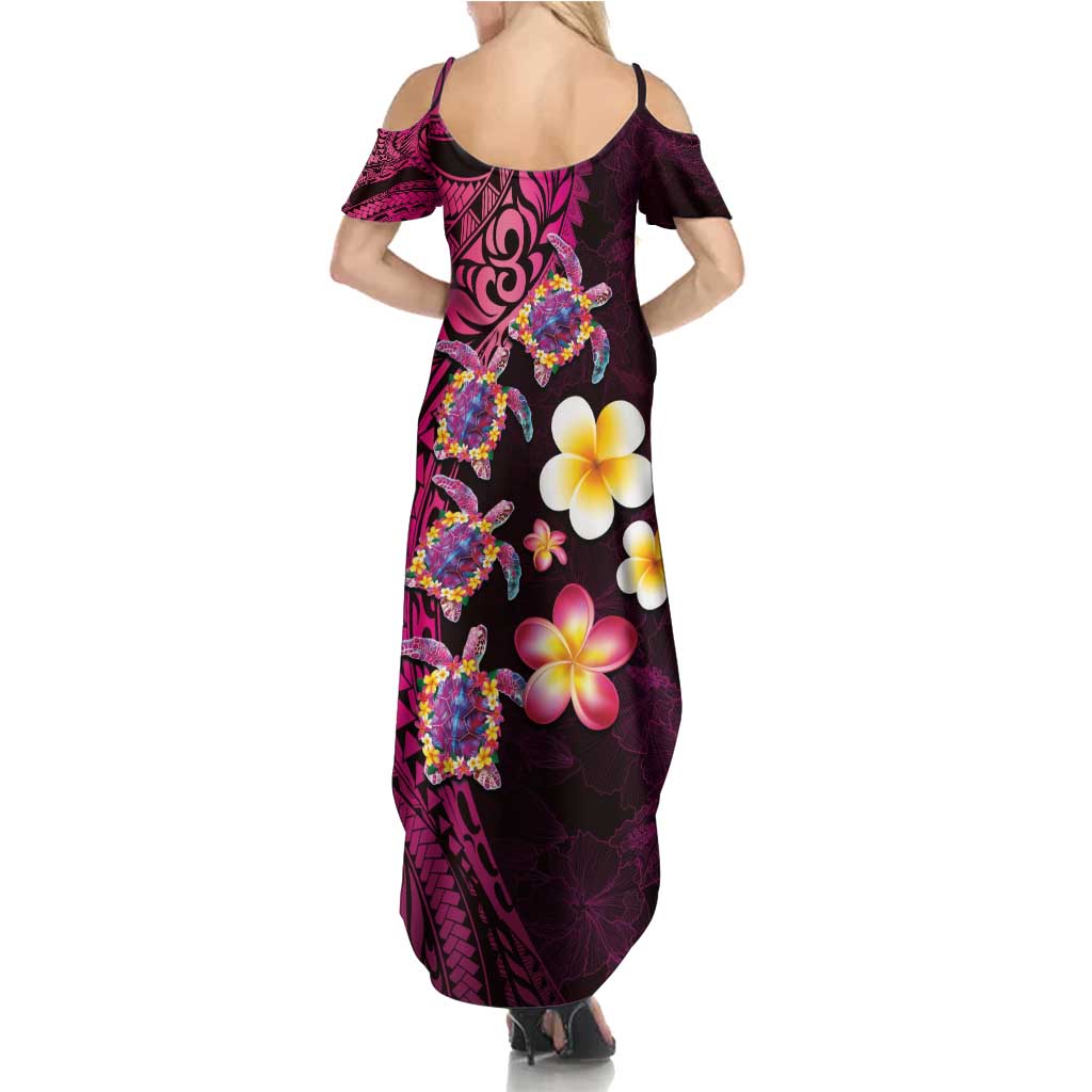 Hawaiian Turtles and Plumeria Family Matching Summer Maxi Dress and Hawaiian Shirt Polynesian Art Tribal Tattoo Cerise LT03 - Polynesian Pride