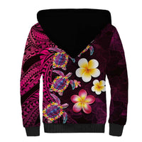 Hawaiian Turtles and Plumeria Sherpa Hoodie Polynesian Art Tribal Tattoo Cerise LT03 - Polynesian Pride