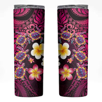 Hawaiian Turtles and Plumeria Skinny Tumbler Polynesian Art Tribal Tattoo Cerise LT03 Pink - Polynesian Pride