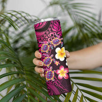 Hawaiian Turtles and Plumeria Skinny Tumbler Polynesian Art Tribal Tattoo Cerise LT03 - Polynesian Pride