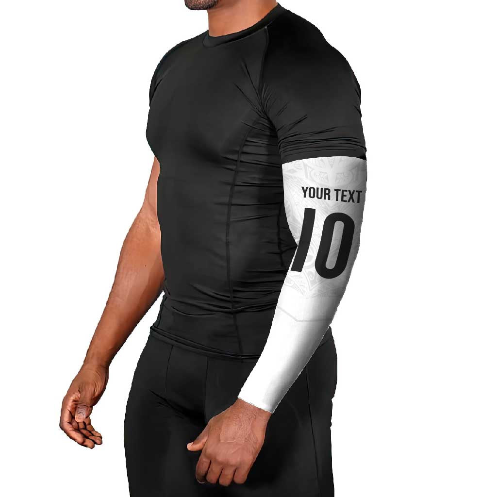 Custom New Zealand Football Arm Sleeves The Whites-Sporty T90 Style - Polynesian Pride