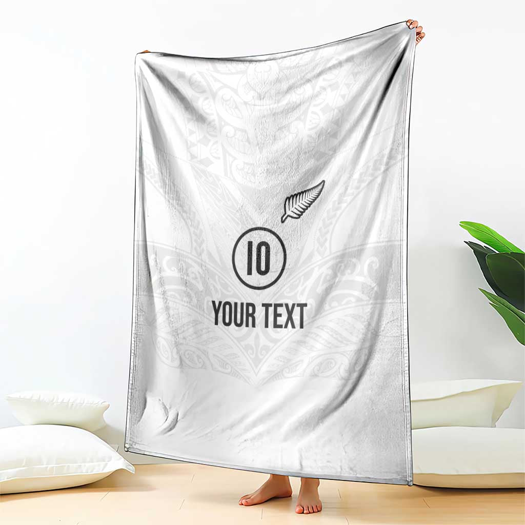 Custom New Zealand Football Blanket The Whites-Sporty T90 Style - Polynesian Pride