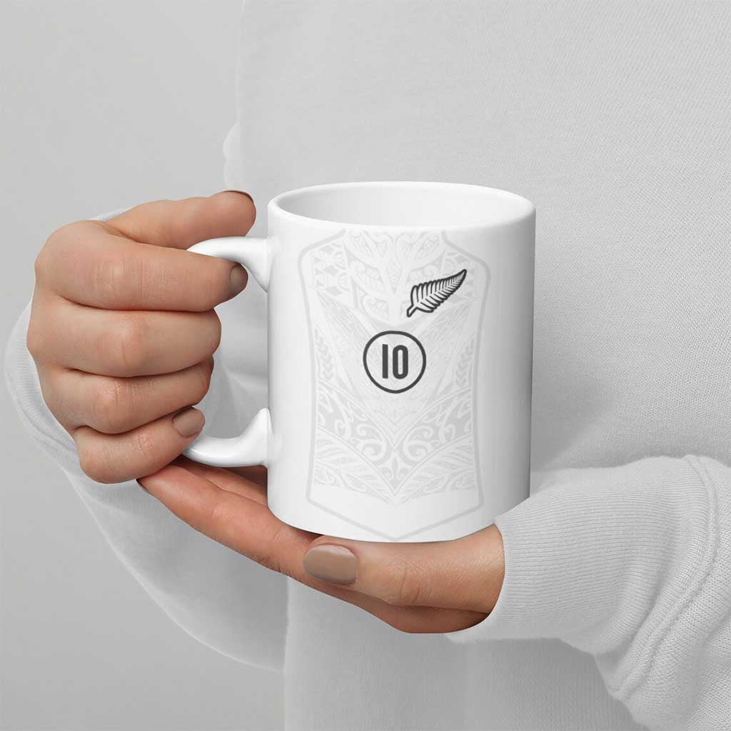 Custom New Zealand Football Ceramic Mug The Whites-Sporty T90 Style LT03 - Polynesian Pride