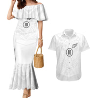 Custom New Zealand Football Couples Matching Mermaid Dress and Hawaiian Shirt The Whites-Sporty T90 Style LT03 White - Polynesian Pride