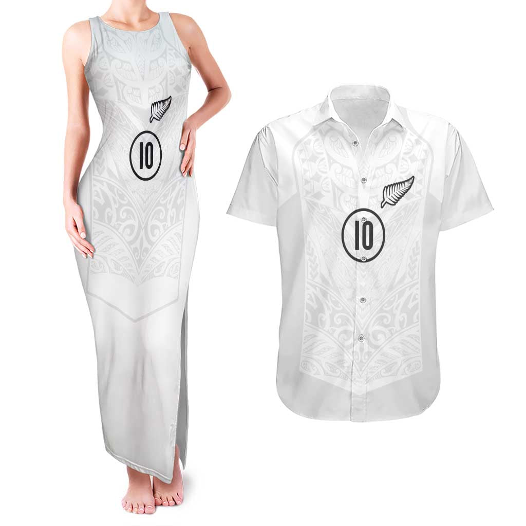 Custom New Zealand Football Couples Matching Tank Maxi Dress and Hawaiian Shirt The Whites-Sporty T90 Style LT03 White - Polynesian Pride