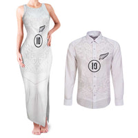 Custom New Zealand Football Couples Matching Tank Maxi Dress and Long Sleeve Button Shirt The Whites-Sporty T90 Style LT03 White - Polynesian Pride