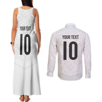 Custom New Zealand Football Couples Matching Tank Maxi Dress and Long Sleeve Button Shirt The Whites-Sporty T90 Style LT03 - Polynesian Pride