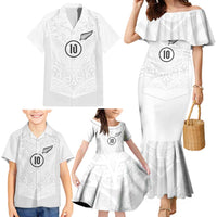 Custom New Zealand Football Family Matching Mermaid Dress and Hawaiian Shirt The Whites-Sporty T90 Style LT03 - Polynesian Pride