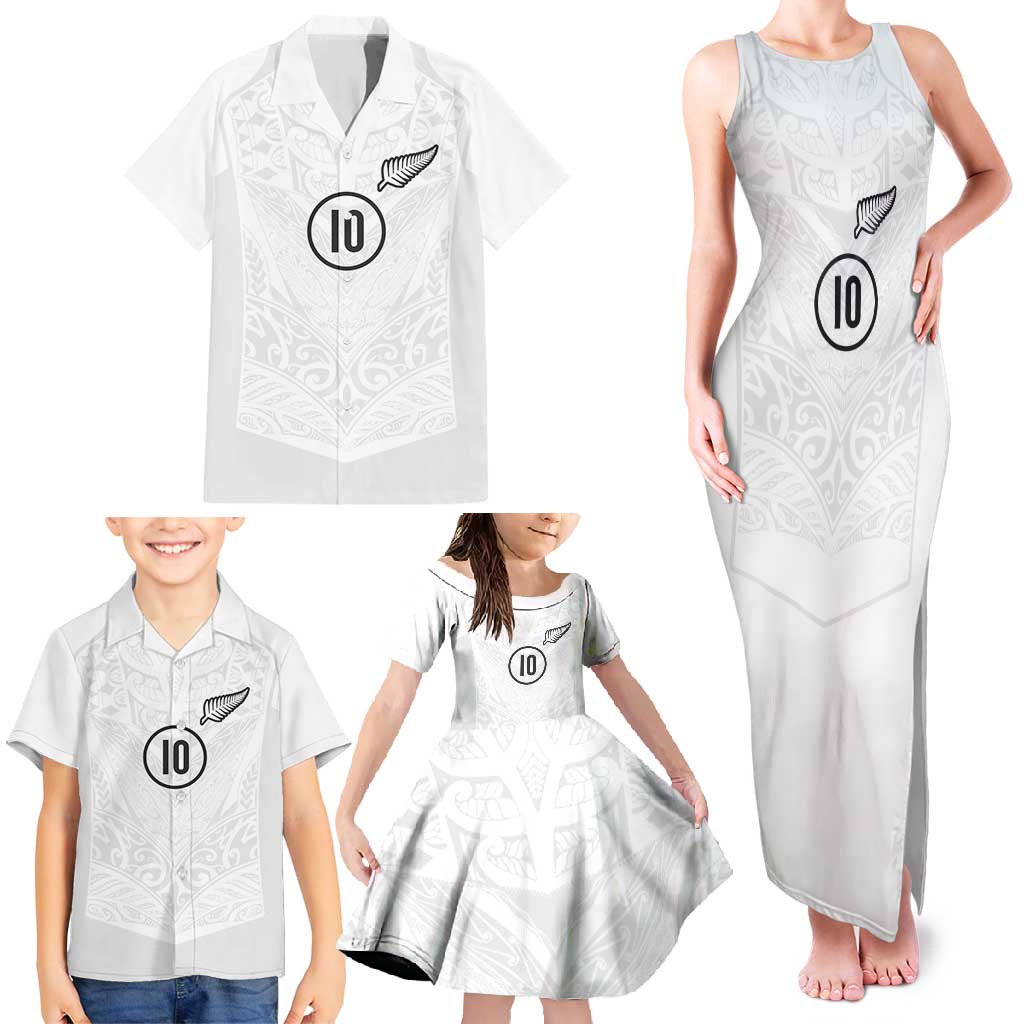 Custom New Zealand Football Family Matching Tank Maxi Dress and Hawaiian Shirt The Whites-Sporty T90 Style LT03 - Polynesian Pride