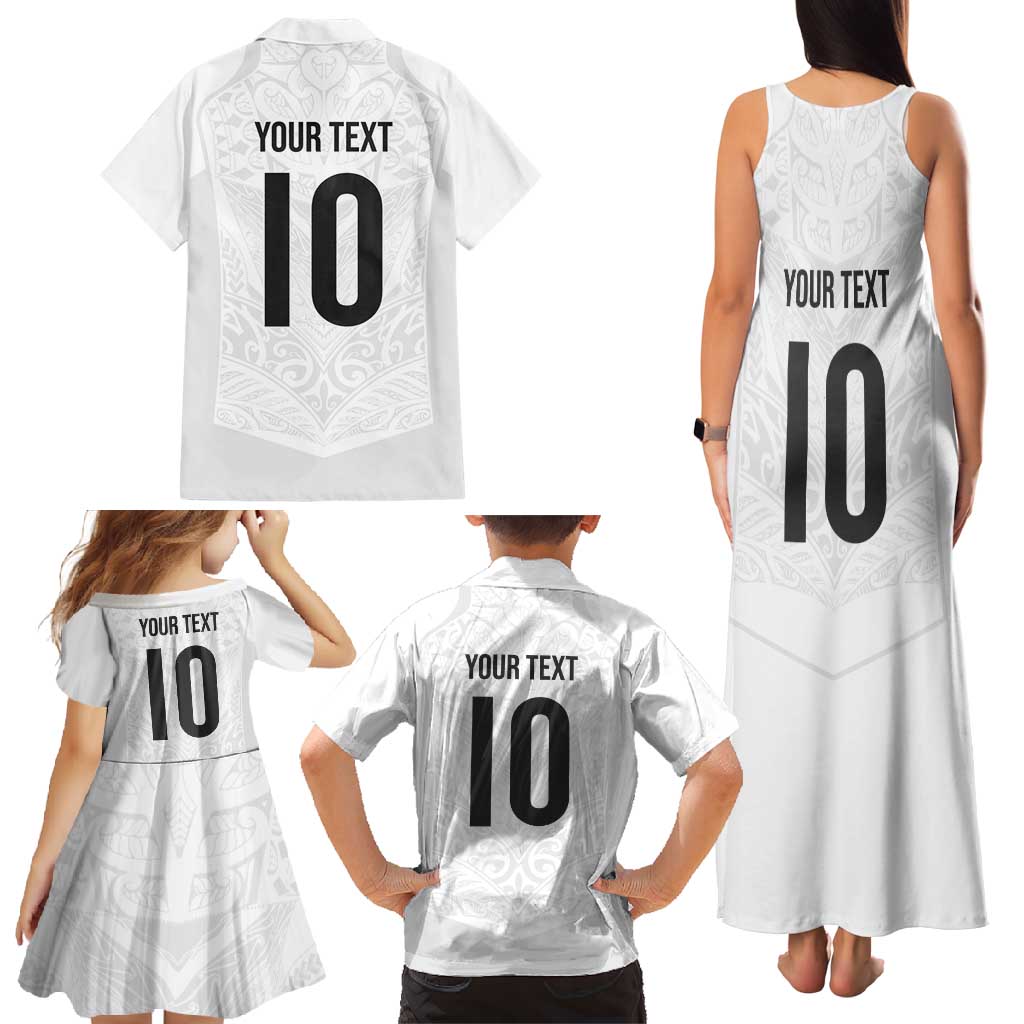 Custom New Zealand Football Family Matching Tank Maxi Dress and Hawaiian Shirt The Whites-Sporty T90 Style LT03 - Polynesian Pride