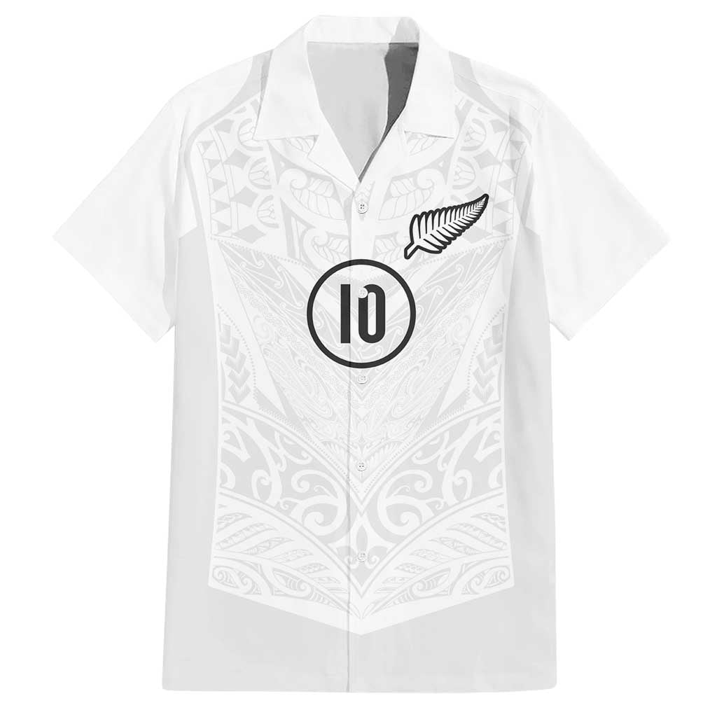 Custom New Zealand Football Hawaiian Shirt The Whites-Sporty T90 Style LT03 White - Polynesian Pride