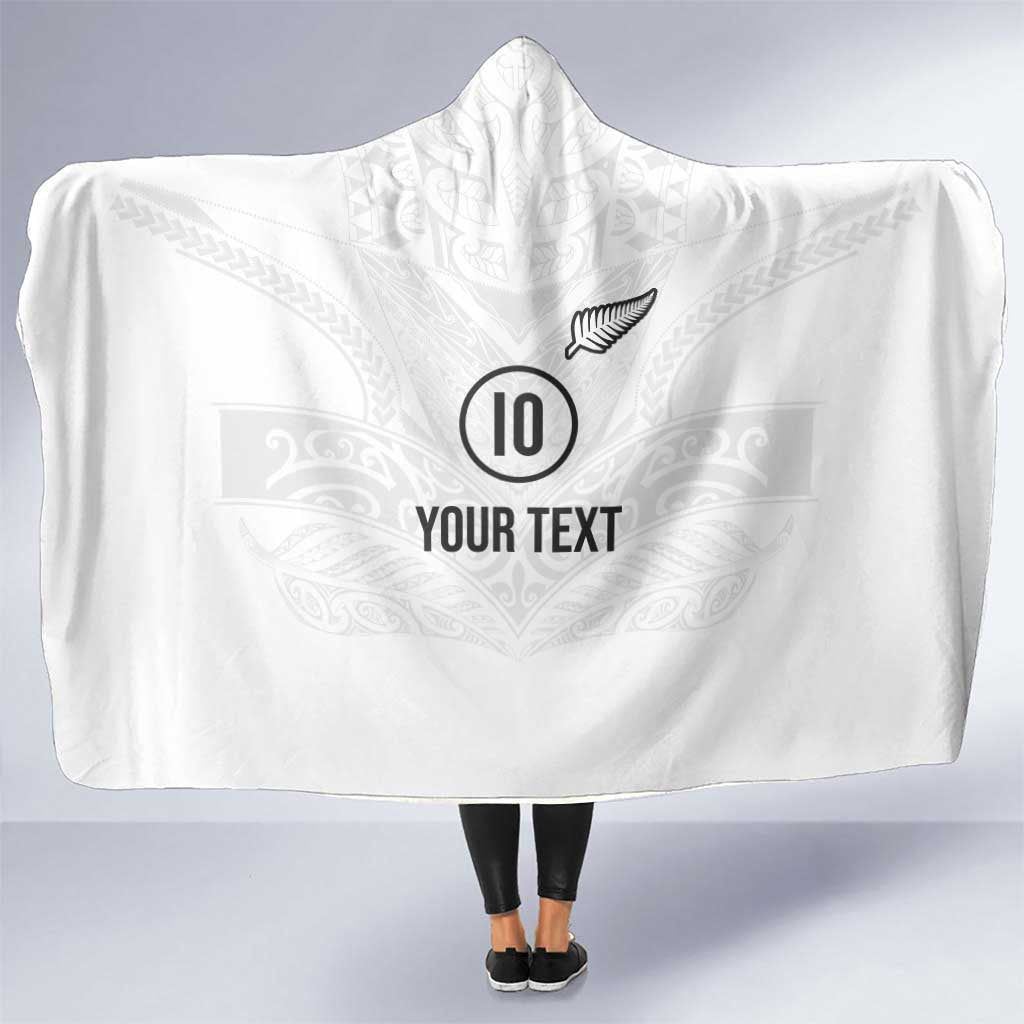 Custom New Zealand Football Hooded Blanket The Whites-Sporty T90 Style LT03 One Size White - Polynesian Pride