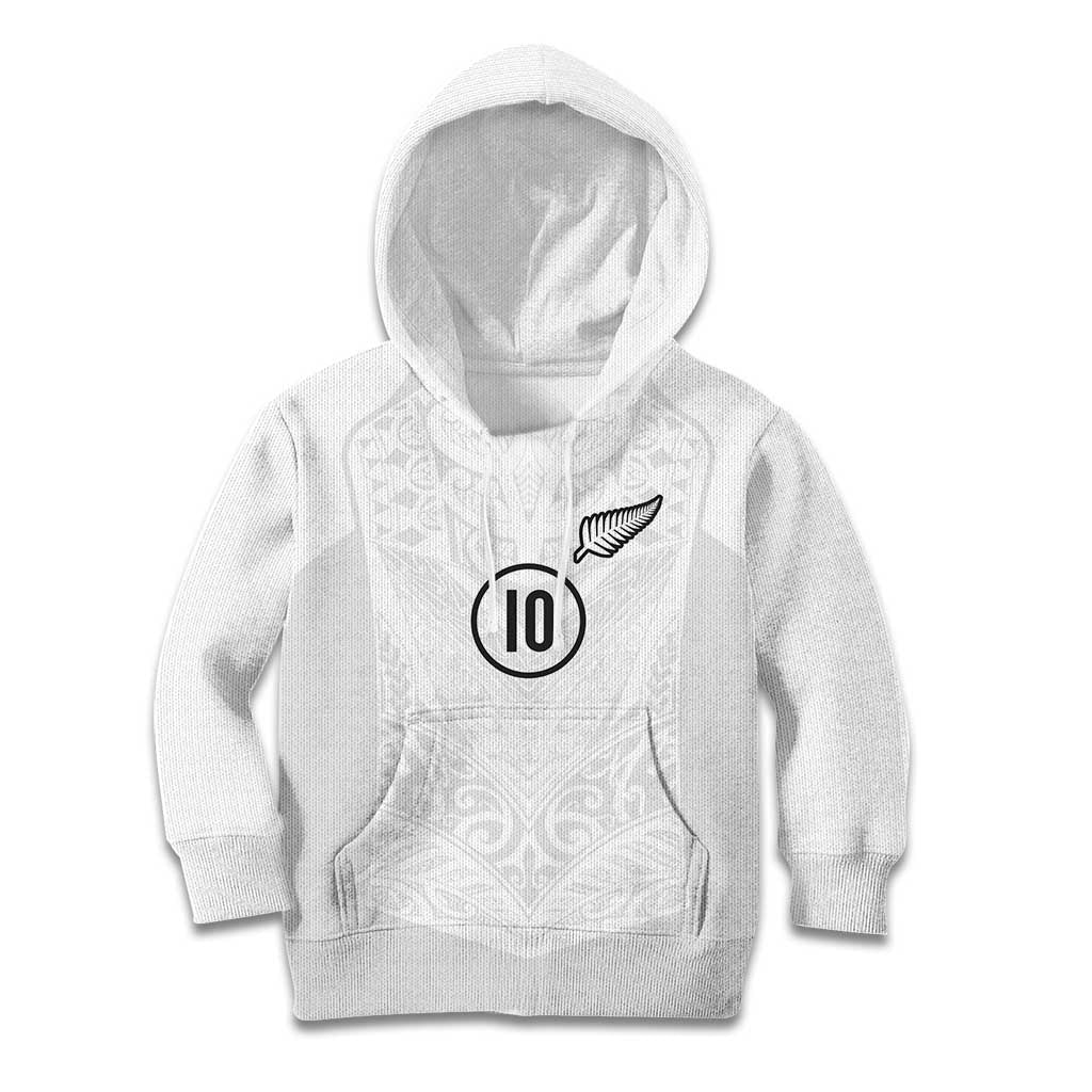 Custom New Zealand Football Kid Hoodie The Whites-Sporty T90 Style LT03 Hoodie White - Polynesian Pride