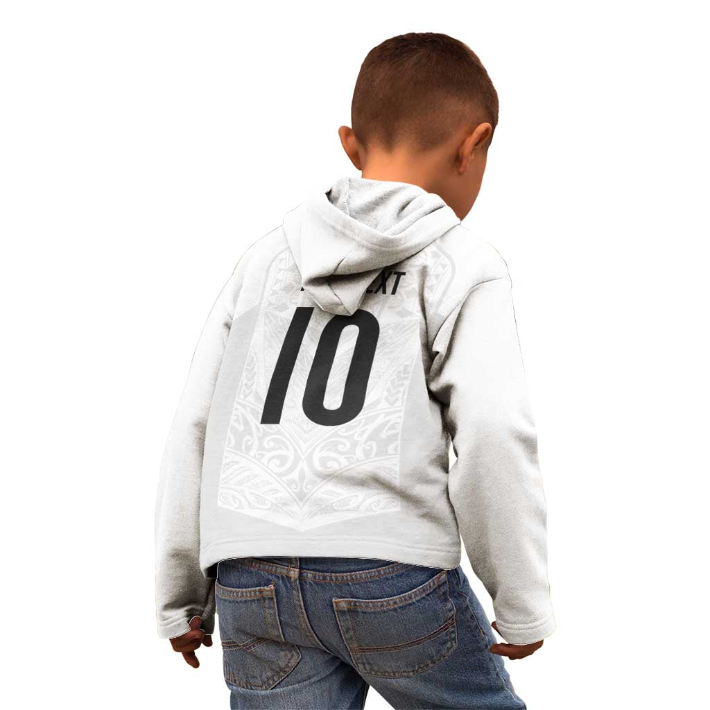 Custom New Zealand Football Kid Hoodie The Whites-Sporty T90 Style LT03 - Polynesian Pride