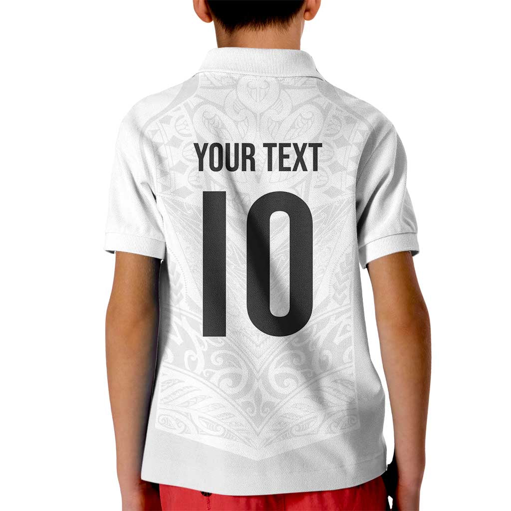 Custom New Zealand Football Kid Polo Shirt The Whites-Sporty T90 Style LT03 - Polynesian Pride