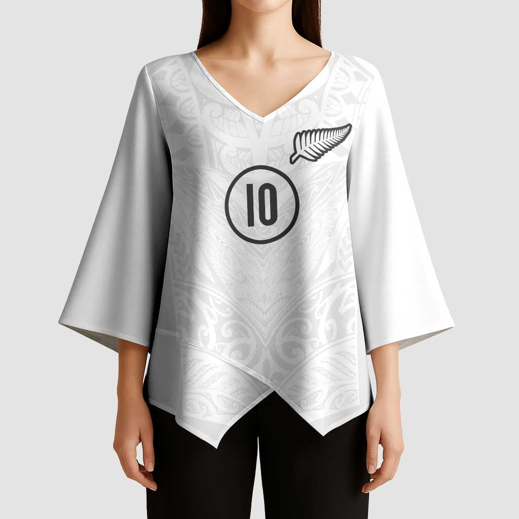 Custom New Zealand Football Kimono Sleeve Blouse The Whites-Sporty T90 Style LT03 - Polynesian Pride