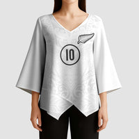 Custom New Zealand Football Kimono Sleeve Blouse The Whites-Sporty T90 Style LT03 - Polynesian Pride