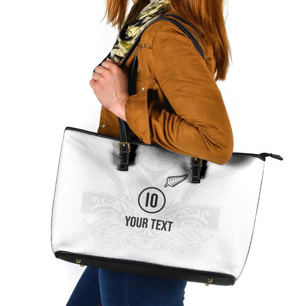 Custom New Zealand Football Leather Tote Bag The Whites-Sporty T90 Style LT03 White - Polynesian Pride